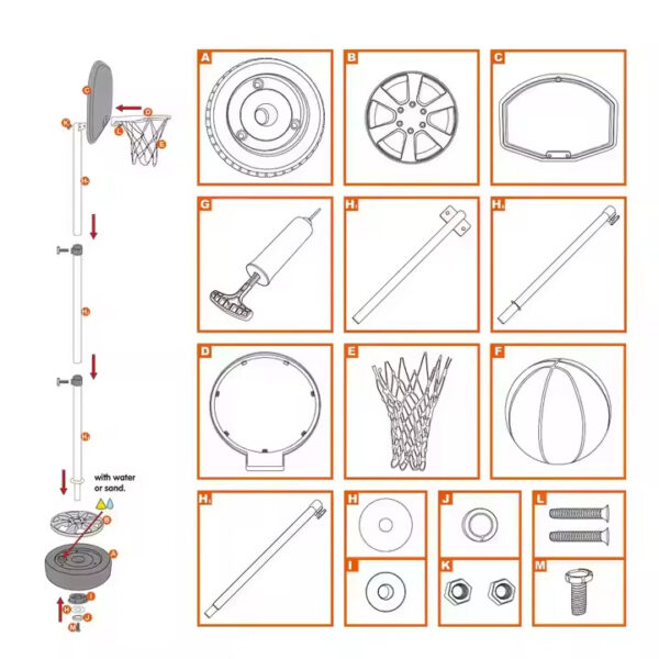 Set Básquetball Baloncesto Base Aro Portátil Niños + Balón