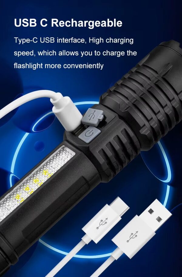 Linterna De Plástico Abs Xhp70 Led Lcd Pantalla Digital